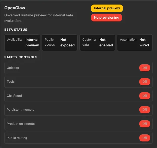 OpenClaw interface preview